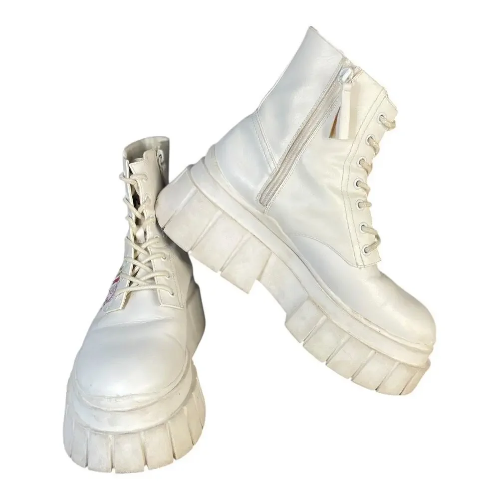Bershka x Sanrio Hello Kitty Women’s Platform White Lace Boots Size-40 (9)